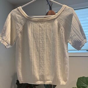 Cream Textured Knit Top